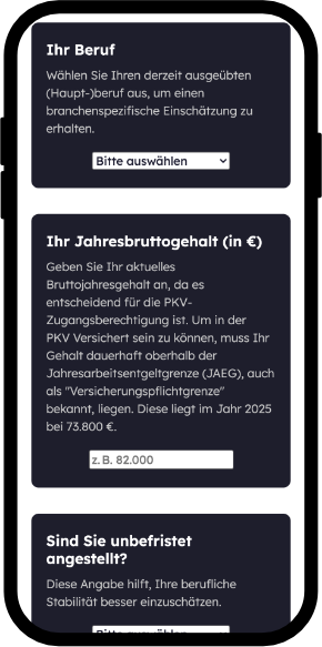 PKV Leistungs-Rechner auf privatversichert.net